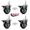 Service Caster 3 Inch Black Polyurethane 12 MM Threaded Stem Caster Set with Brake SCC-TS20S314-PPUB-BLK-PLB-M1215-4